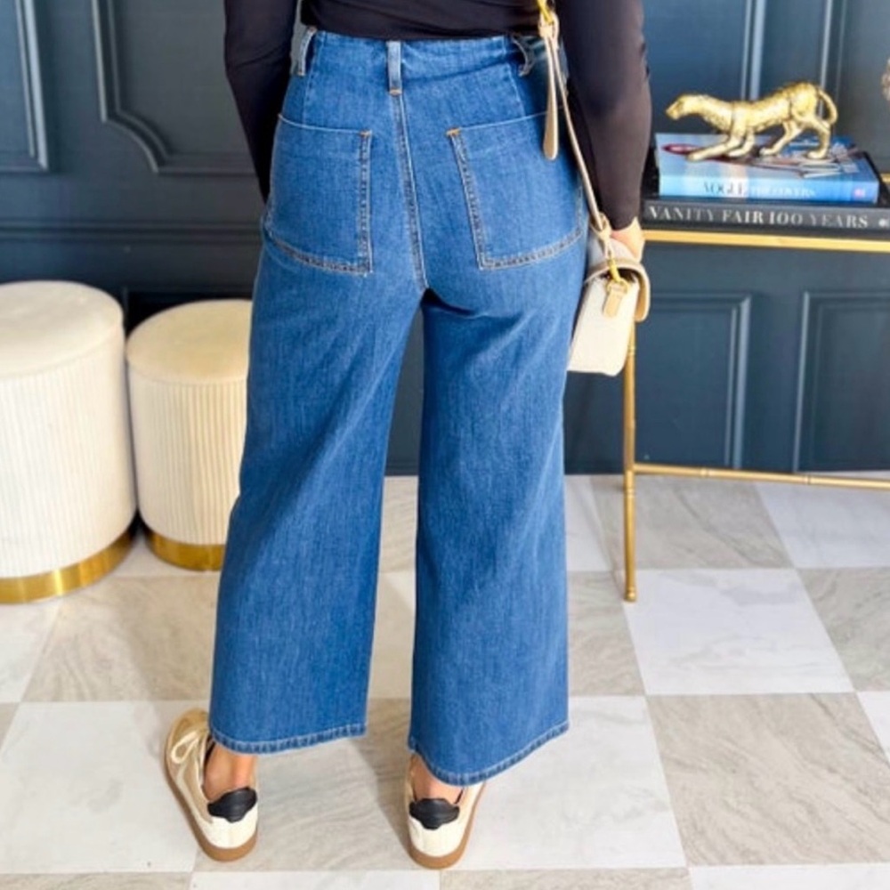 Stylish Blue Wide Leg Women's Jeans - Picture 4 of 5